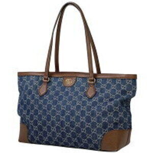 Gucci Ophidia GG Tote Bag Double Shoulder Bag Denim Blue Brown